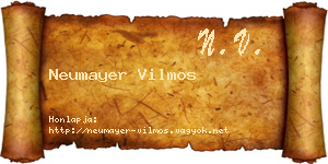 Neumayer Vilmos névjegykártya
